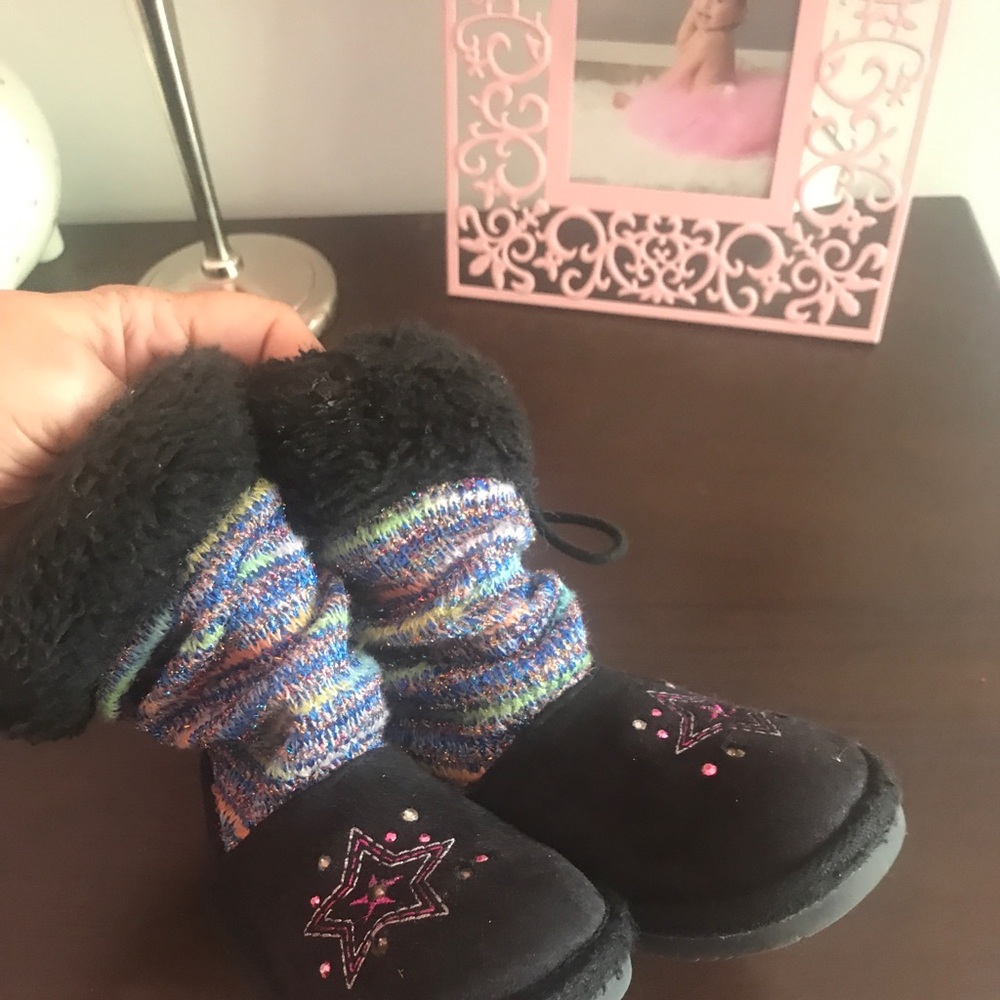Skechers twinkle toe black boots toddler size 6